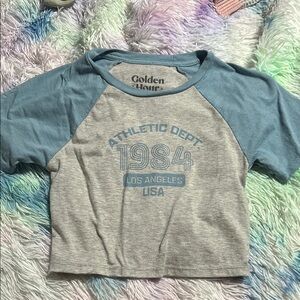 Blue and Gray Athletic Crop Top